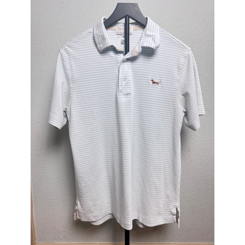 Beaufort Bonnet Company Seaside Style Mens Pima Cotton Striped Polo Shirt Blue M